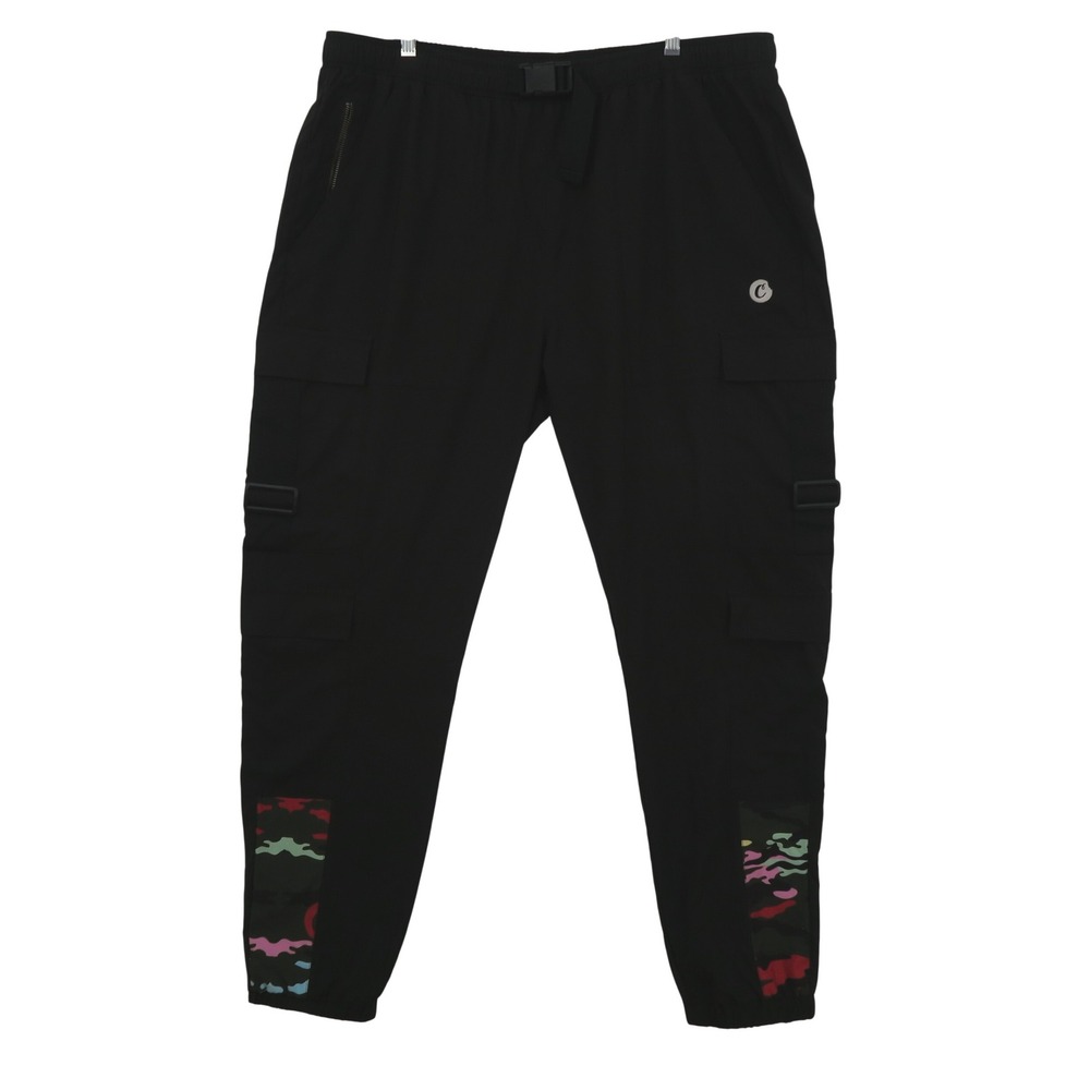 Cookies SF Mens 2XL Black Cargo Jogger Pants Camo Panels Buckle Belt Streetwear‎
